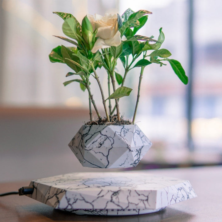 Levitating Plant Pot Marble Color Floating Planter Magnetic