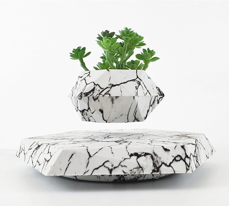 Levitating Plant Pot Marble Color Floating Planter Magnetic