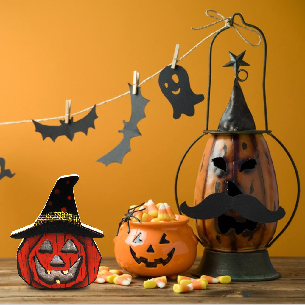 Creative Halloween Wooden Pumpkin Lamp Halloween Decorations