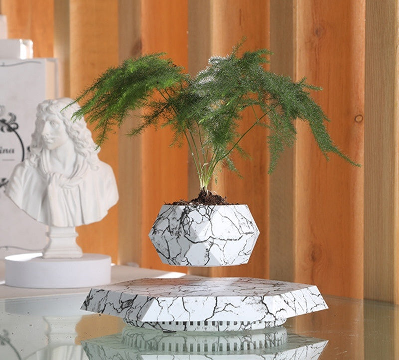 Levitating Plant Pot Marble Color Floating Planter Magnetic